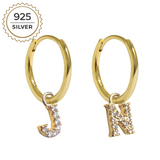 Badged - MEDIUM HOOPS with LETTER CHARMS