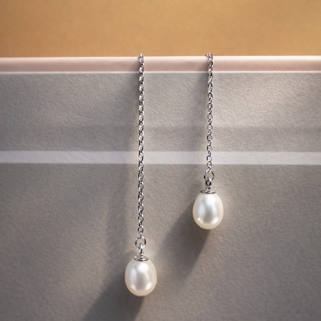 CLAIRE PEARL THREADER EARRINGS