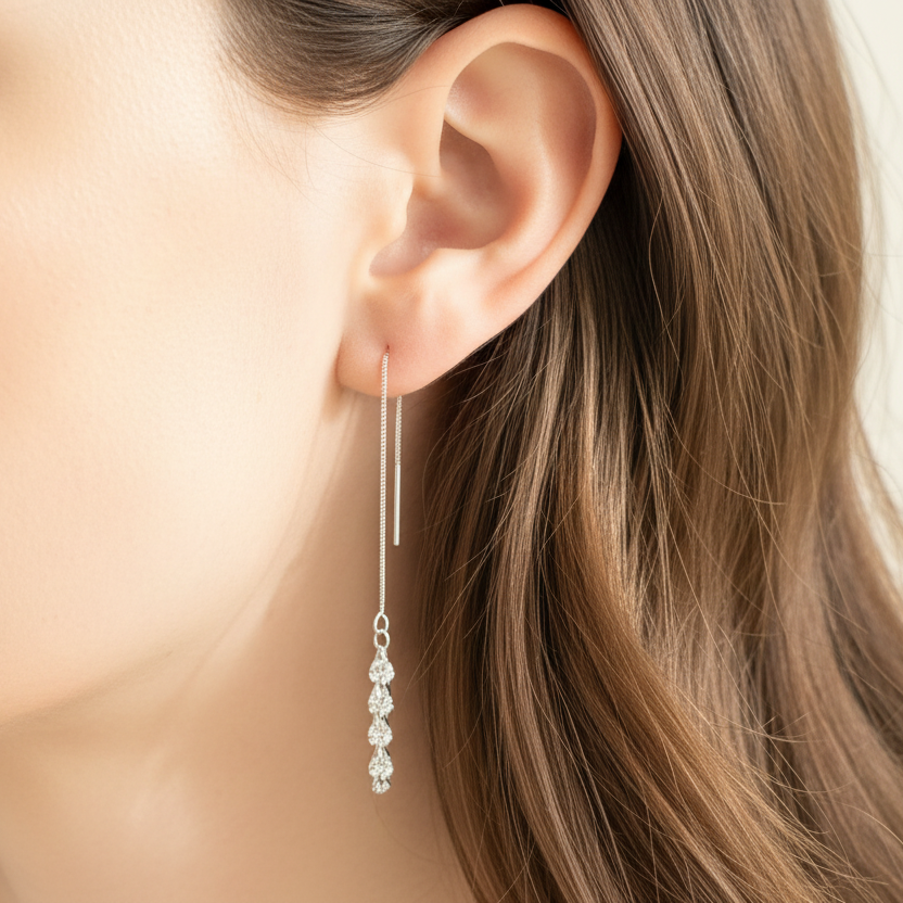 CLAIRE PEARL THREADER EARRINGS