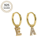 Badged - MINI HOOPS with LETTER CHARMS