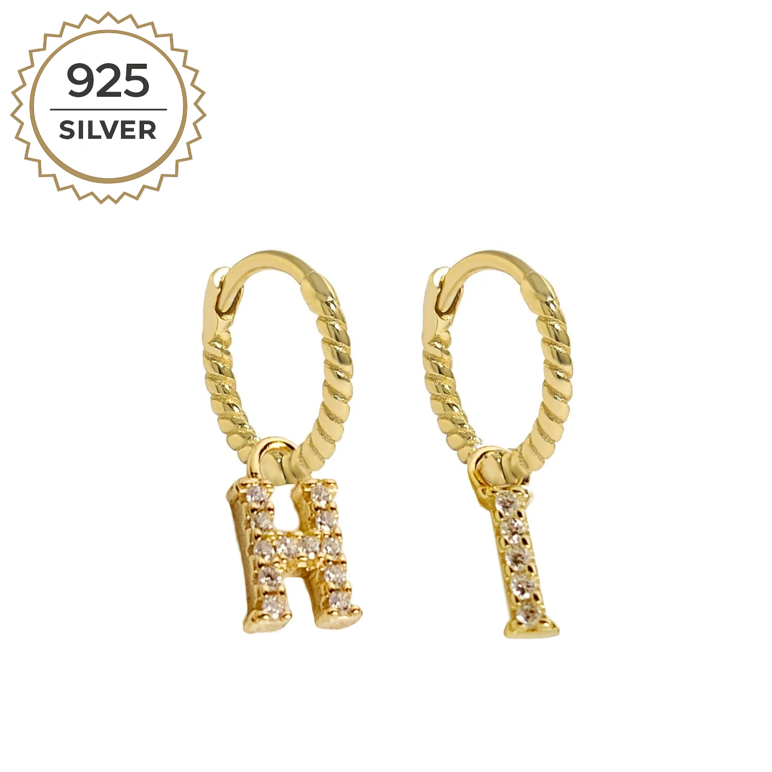 Badged - MINI MALEA HOOPS with LETTER CHARMS