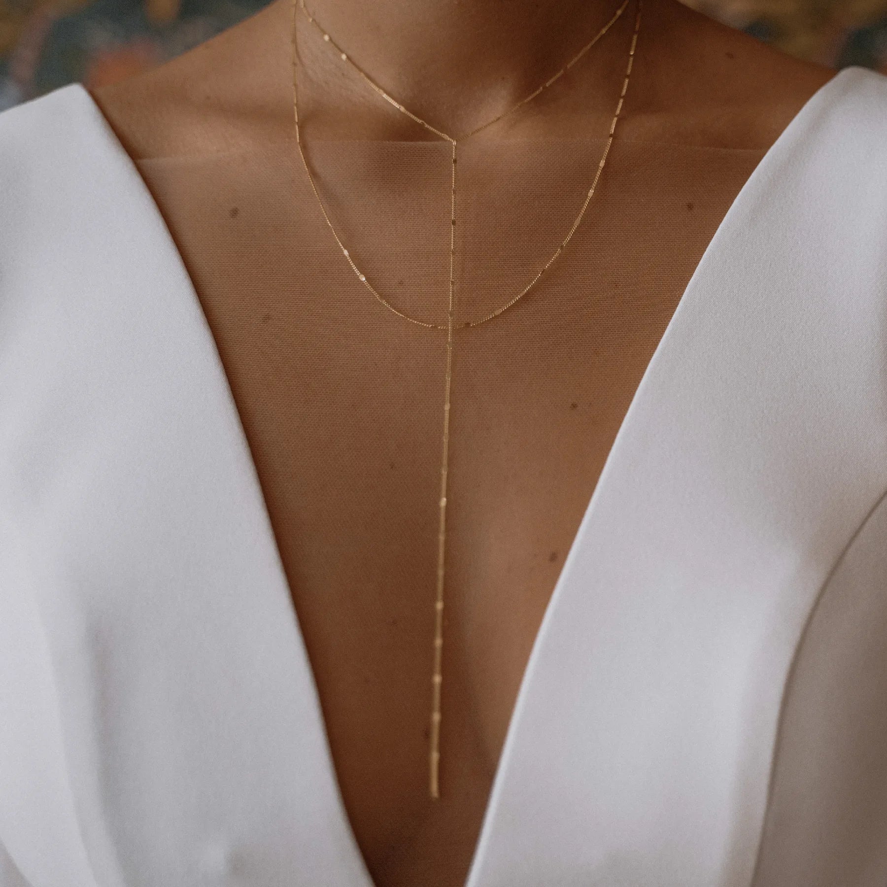 AVA Y DROP DOUBLE LAYER NECKLACE